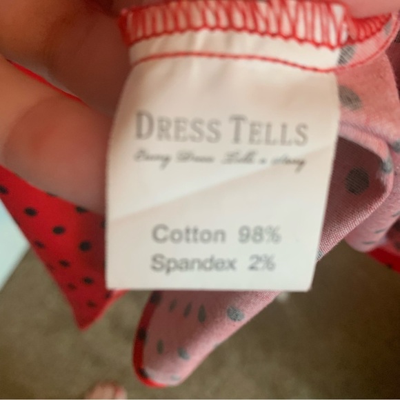 Retro Style Red Black Polka Dot Cap Sleeve A-Line Modest Dress size XL - Picture 8 of 10
